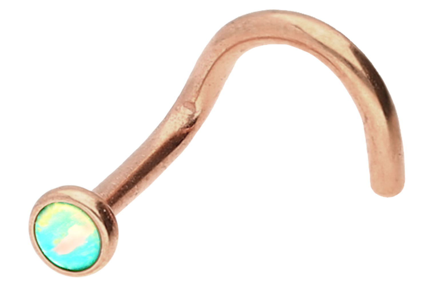 Chirurgenstahl Nasenstecker Nasenpiercing Spirale DISC + SYNTHETISCHER OPAL ++SALE++